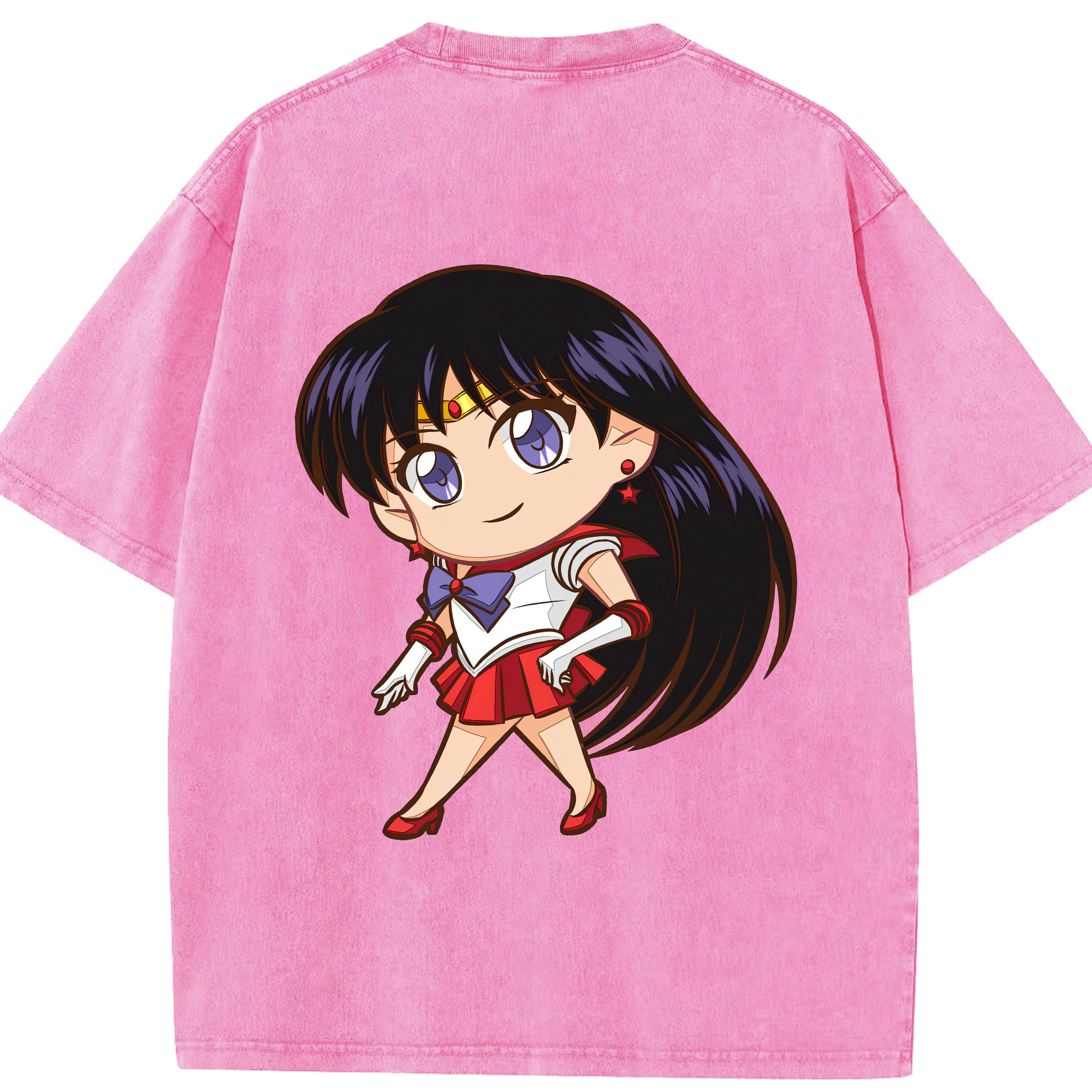 （画像用） 美少女戦士セーラームーン 火野レイ ひの レイ Sailor Moon Hino Rei （セーラーマーズ,Sailor Mars） 綿100% ヴィンテージ風 半袖Tシャツ（背面プリント）